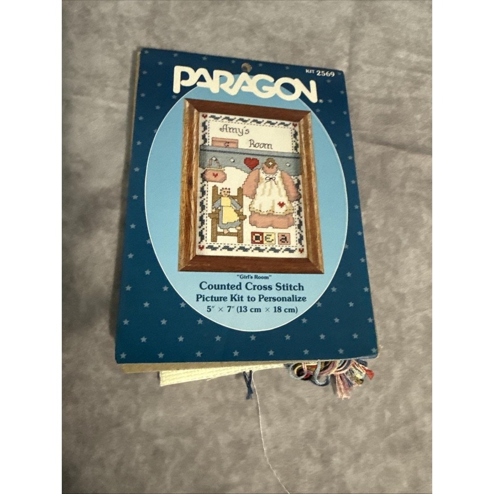 1980s Paragon Girls Room 2569 Counted Cross Stitch Embroidery Kit 5x7 10432 Open